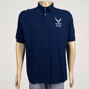 AF Air Force JROTC EM*S ISD TX-20105 Blue Polo Shirt XL Short Sleeves Collard